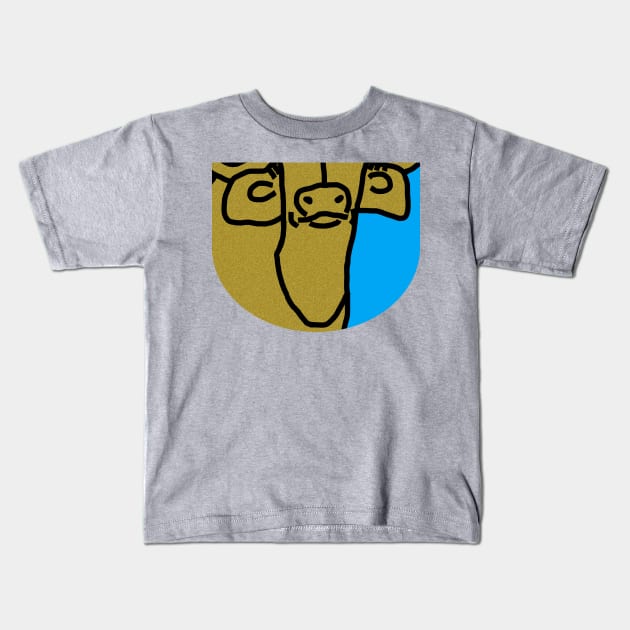 Gold Ox Face Kids T-Shirt by ellenhenryart